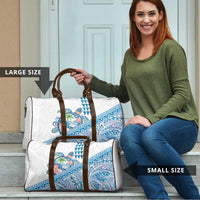 Hawaiian Abstract Sea Turtle Travel Bag Polynesian Tapa Art and Kakau Tattoo White WaterColor - Polynesian Pride