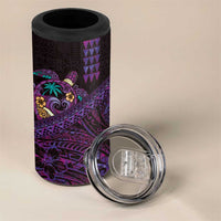 Hawaiian Abstract Sea Turtle 4 in 1 Can Cooler Tumbler Polynesian Tapa Art and Kakau Tattoo Purple WaterColor LT03 - Polynesian Pride