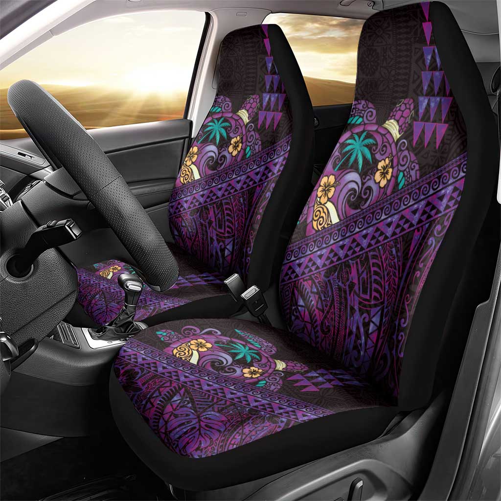 Hawaiian Abstract Sea Turtle Car Seat Cover Polynesian Tapa Art and Kakau Tattoo Purple WaterColor LT03 - Polynesian Pride