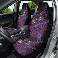 Hawaiian Abstract Sea Turtle Car Seat Cover Polynesian Tapa Art and Kakau Tattoo Purple WaterColor LT03 - Polynesian Pride