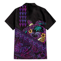 Hawaiian Abstract Sea Turtle Family Matching Mermaid Dress and Hawaiian Shirt Polynesian Tapa Art and Kakau Tattoo Purple WaterColor LT03 - Polynesian Pride
