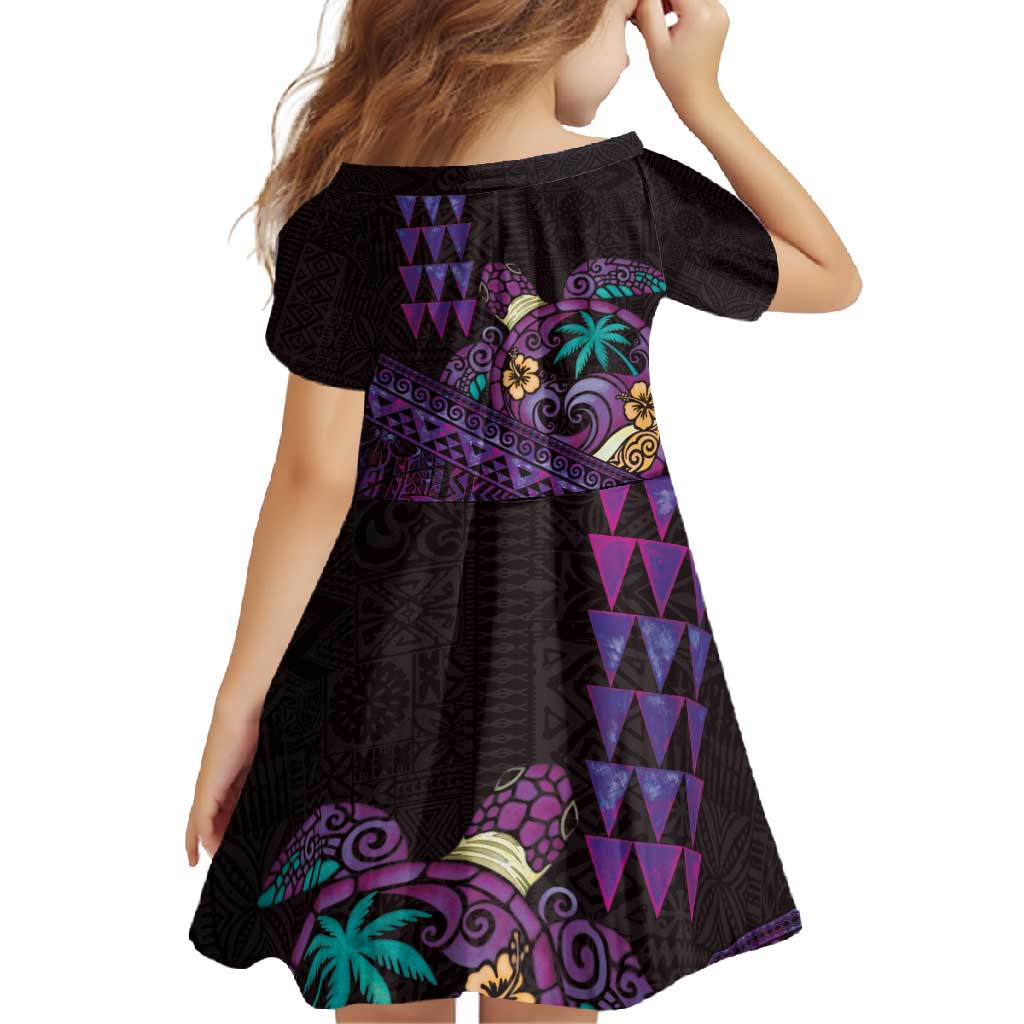 Hawaiian Abstract Sea Turtle Family Matching Summer Maxi Dress and Hawaiian Shirt Polynesian Tapa Art and Kakau Tattoo Purple WaterColor LT03 - Polynesian Pride