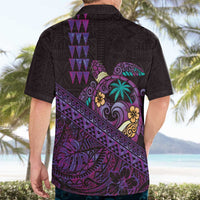 Hawaiian Abstract Sea Turtle Hawaiian Shirt Polynesian Tapa Art and Kakau Tattoo Purple WaterColor LT03 - Polynesian Pride