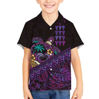 Hawaiian Abstract Sea Turtle Hawaiian Shirt Polynesian Tapa Art and Kakau Tattoo Purple WaterColor LT03 - Polynesian Pride