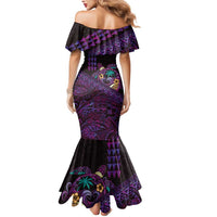 Hawaiian Abstract Sea Turtle Mermaid Dress Polynesian Tapa Art and Kakau Tattoo Purple WaterColor LT03 - Polynesian Pride