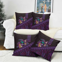 Hawaiian Abstract Sea Turtle Pillow Cover Polynesian Tapa Art and Kakau Tattoo Purple WaterColor - Polynesian Pride