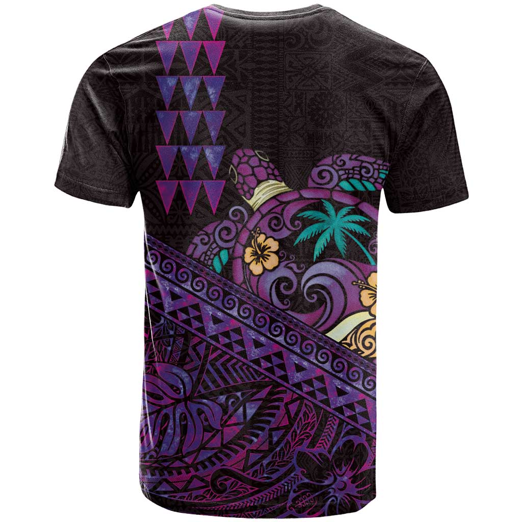 Hawaiian Abstract Sea Turtle T Shirt Polynesian Tapa Art and Kakau Tattoo Purple WaterColor LT03 - Polynesian Pride