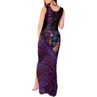 Hawaiian Abstract Sea Turtle Tank Maxi Dress Polynesian Tapa Art and Kakau Tattoo Purple WaterColor LT03 - Polynesian Pride