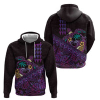 Hawaiian Abstract Sea Turtle Zip Hoodie Polynesian Tapa Art and Kakau Tattoo Purple WaterColor LT03 - Polynesian Pride