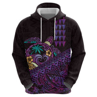 Hawaiian Abstract Sea Turtle Zip Hoodie Polynesian Tapa Art and Kakau Tattoo Purple WaterColor LT03 - Polynesian Pride