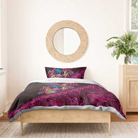 Hawaiian Abstract Sea Turtle Bedding Set Polynesian Tapa Art and Kakau Tattoo Pink WaterColor - Polynesian Pride