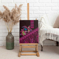 Hawaiian Abstract Sea Turtle Canvas Wall Art Polynesian Tapa Art and Kakau Tattoo Pink WaterColor - Polynesian Pride