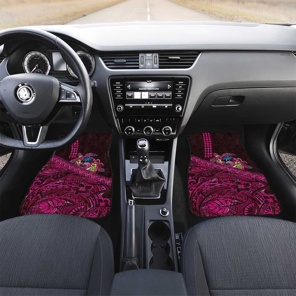 Hawaiian Abstract Sea Turtle Car Mats Polynesian Tapa Art and Kakau Tattoo Pink WaterColor - Polynesian Pride