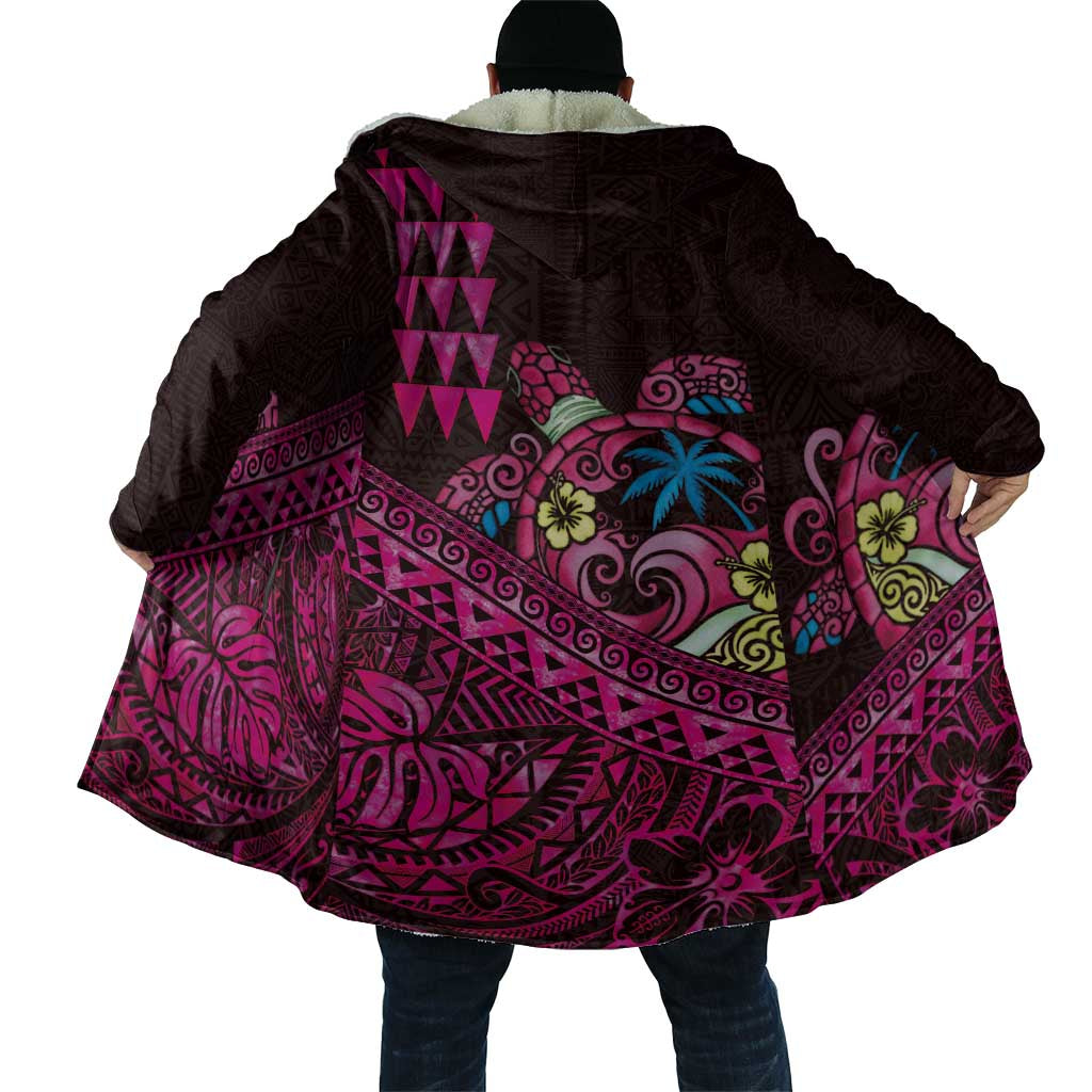 Hawaiian Abstract Sea Turtle Cloak Polynesian Tapa Art and Kakau Tattoo Pink WaterColor - Polynesian Pride