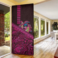 Hawaiian Abstract Sea Turtle Door Cover Polynesian Tapa Art and Kakau Tattoo Pink WaterColor LT03 - Polynesian Pride