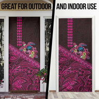 Hawaiian Abstract Sea Turtle Door Cover Polynesian Tapa Art and Kakau Tattoo Pink WaterColor LT03 - Polynesian Pride