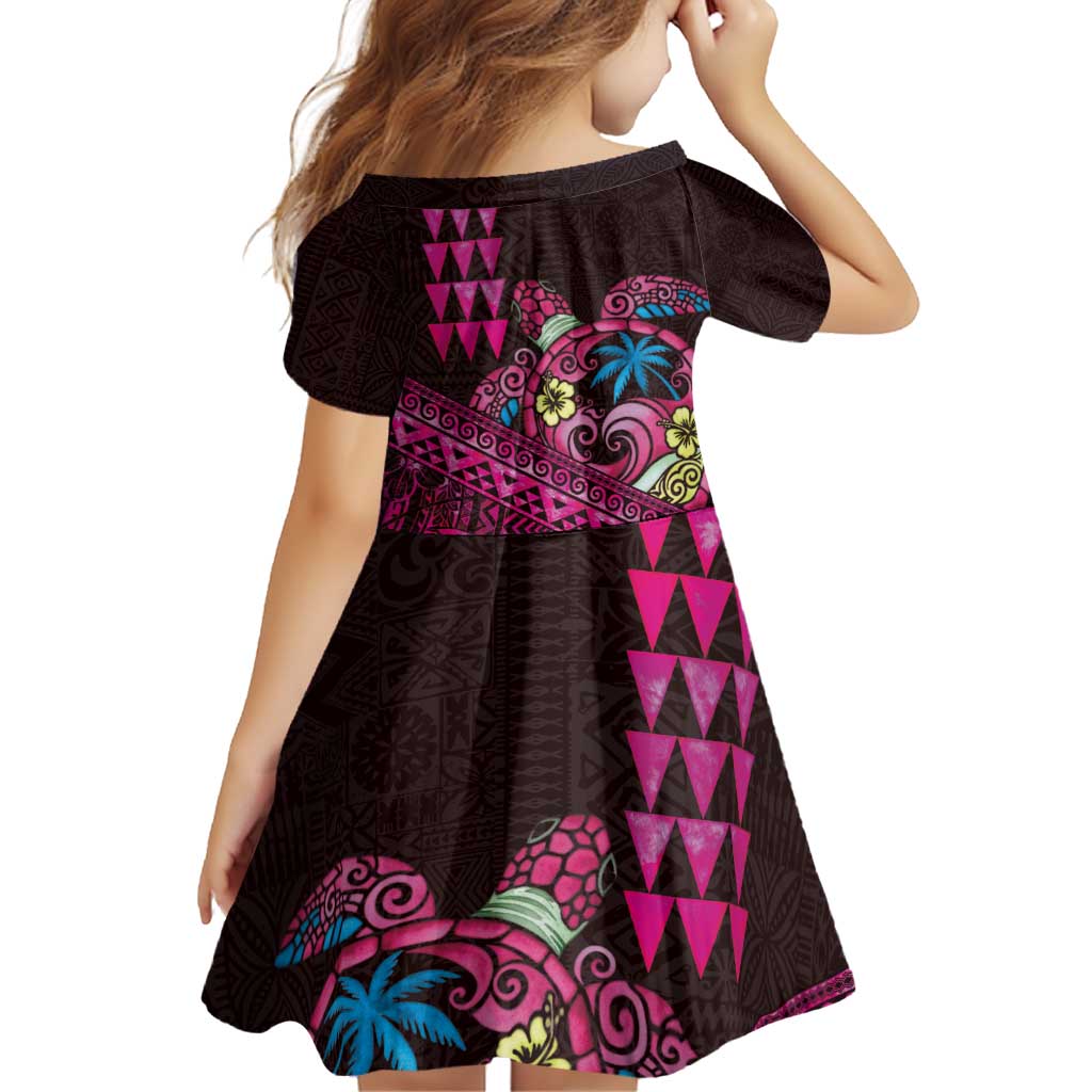 Hawaiian Abstract Sea Turtle Family Matching Puletasi and Hawaiian Shirt Polynesian Tapa Art and Kakau Tattoo Pink WaterColor LT03 - Polynesian Pride