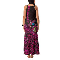 Hawaiian Abstract Sea Turtle Family Matching Tank Maxi Dress and Hawaiian Shirt Polynesian Tapa Art and Kakau Tattoo Pink WaterColor LT03 - Polynesian Pride