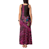 Hawaiian Abstract Sea Turtle Tank Maxi Dress Polynesian Tapa Art and Kakau Tattoo Pink WaterColor LT03 - Polynesian Pride