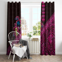Hawaiian Abstract Sea Turtle Window Curtain Polynesian Tapa Art and Kakau Tattoo Pink WaterColor - Polynesian Pride