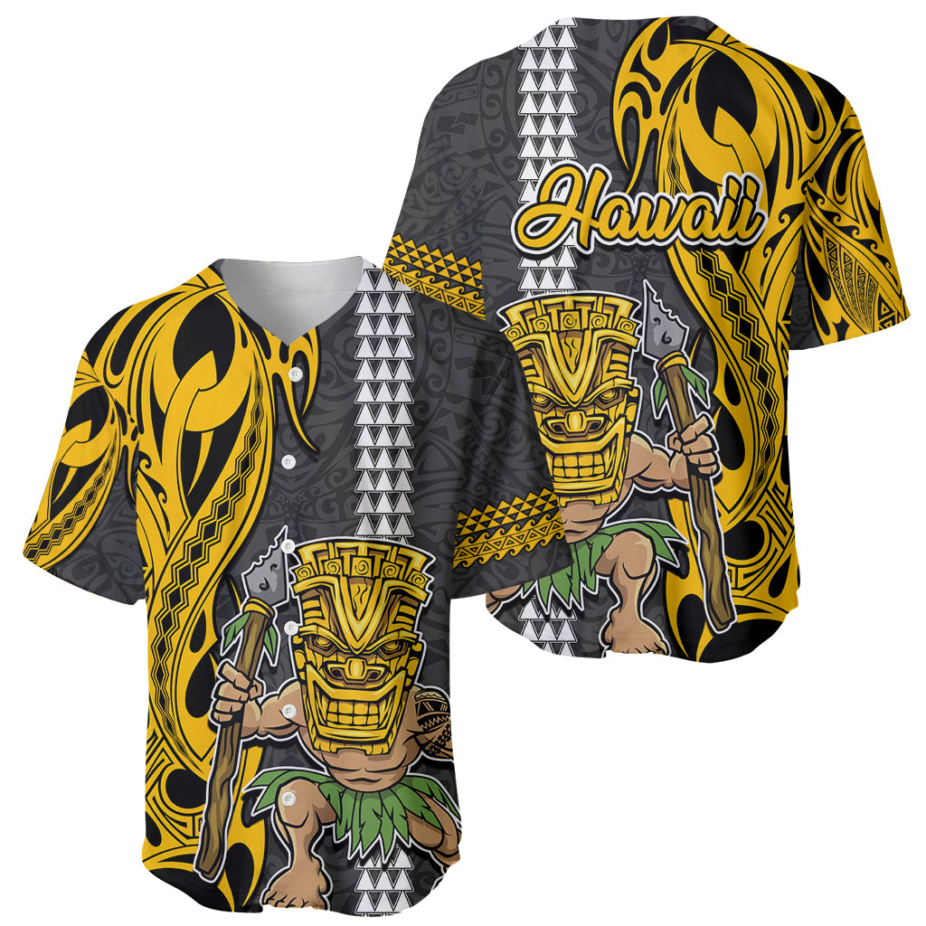 Hawaii Island Baseball Jersey Hawaiian Warrior and Kakau Symbols Abstract Tattoo LT03 - Polynesian Pride