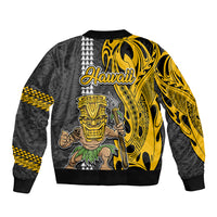 Hawaii Island Bomber Jacket Hawaiian Warrior and Kakau Symbols Abstract Tattoo LT03 - Polynesian Pride