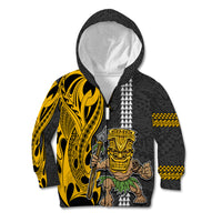 Hawaii Island Kid Hoodie Hawaiian Warrior and Kakau Symbols Abstract Tattoo LT03 - Polynesian Pride