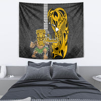 Hawaii Island Tapestry Hawaiian Warrior and Kakau Symbols Abstract Tattoo LT03 - Polynesian Pride