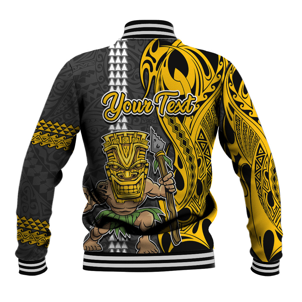 Custom Hawaii Island Baseball Jacket Hawaiian Warrior and Kakau Symbols Abstract Tattoo LT03 - Polynesian Pride