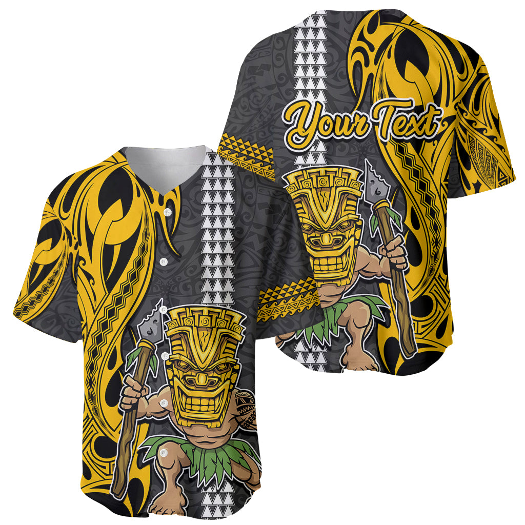 Custom Hawaii Island Baseball Jersey Hawaiian Warrior and Kakau Symbols Abstract Tattoo LT03 - Polynesian Pride