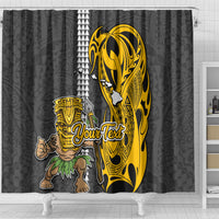 Custom Hawaii Island Shower Curtain Hawaiian Warrior and Kakau Symbols Abstract Tattoo LT03 - Polynesian Pride