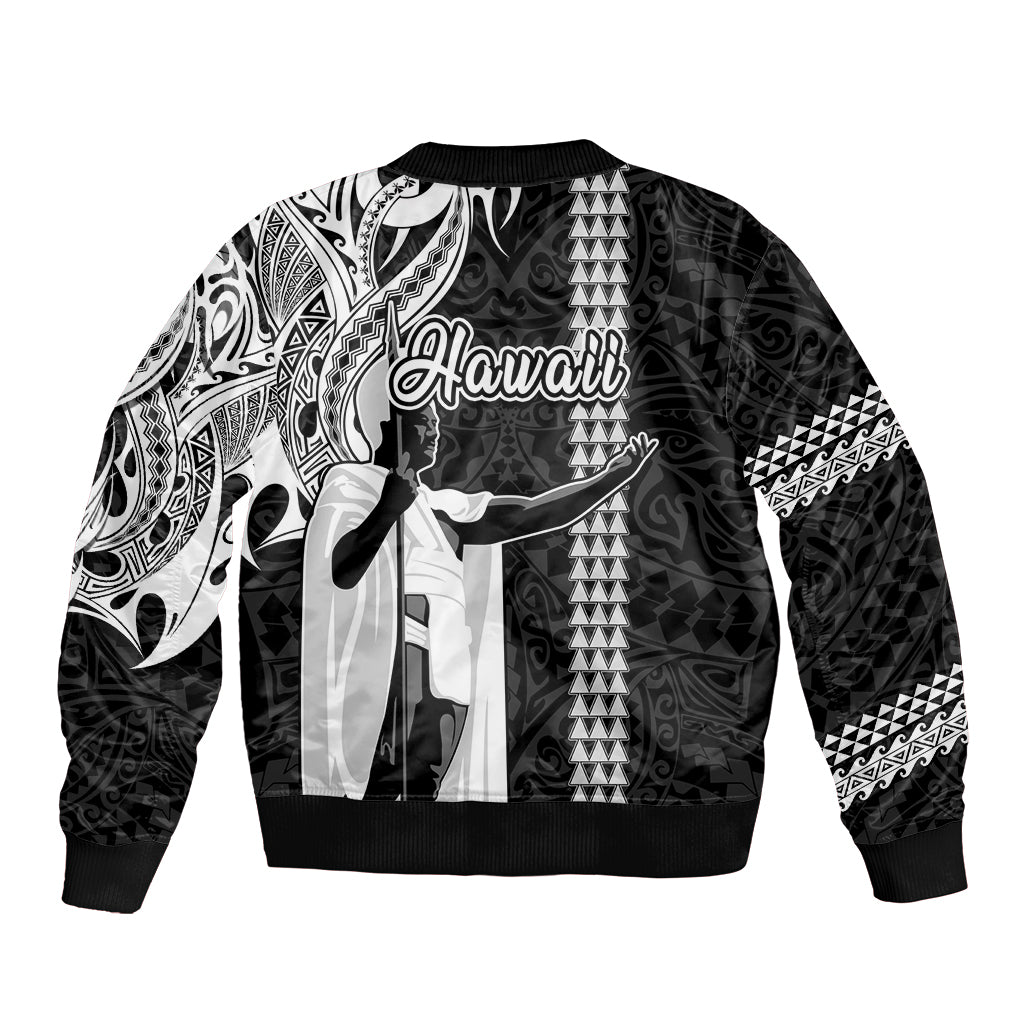 Hawaii Island Sleeve Zip Bomber Jacket Hawaiian King and Kakau Symbols Abstract Shoulder Tattoo LT03 - Polynesian Pride