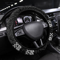 Hawaii Island Steering Wheel Cover Hawaiian King and Kakau Symbols Abstract Shoulder Tattoo