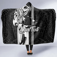 Custom Hawaii Island Hooded Blanket Hawaiian King and Kakau Symbols Abstract Shoulder Tattoo LT03 - Polynesian Pride
