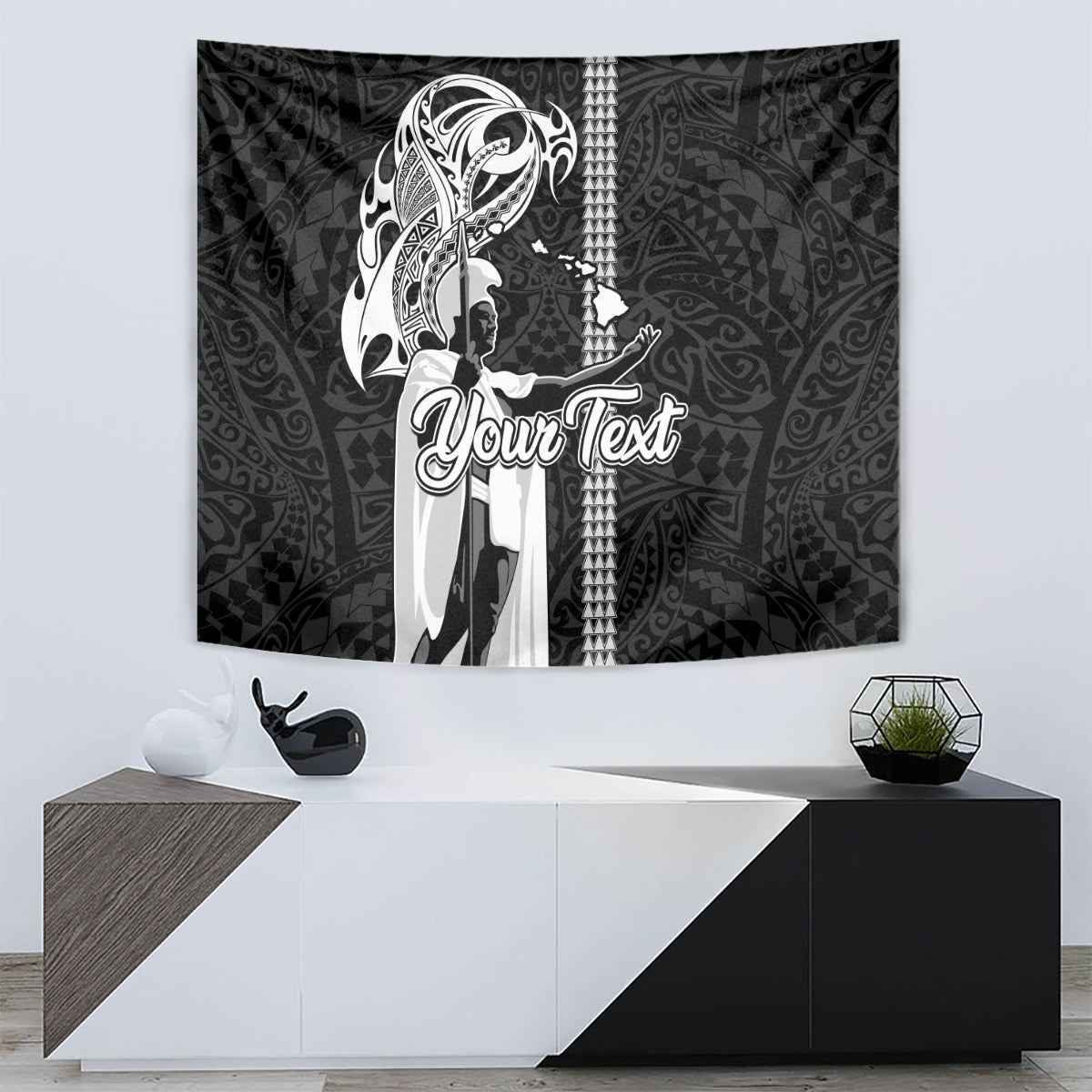 Custom Hawaii Island Tapestry Hawaiian King and Kakau Symbols Abstract Shoulder Tattoo LT03 - Polynesian Pride