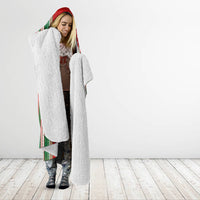 Custom Kiribati Christmas Hooded Blanket Santa With Gift Bag Behind Ribbons Seamless Red Maori LT03 - Polynesian Pride