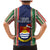 Kiribati Christmas Family Matching Mermaid Dress and Hawaiian Shirt Santa With Gift Bag Behind Ribbons Seamless Blue Maori LT03 - Polynesian Pride