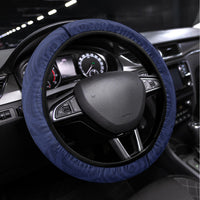 Kiribati Christmas Steering Wheel Cover Santa With Gift Bag Behind Ribbons Seamless Blue Maori