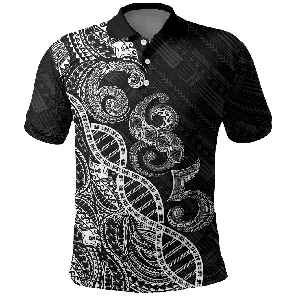Samoan Traditional Tattoo 685 Polo Shirt Tribal Tatau DNA Black Color LT03 Black - Polynesian Pride