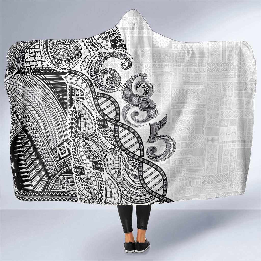 Samoan Traditional Tattoo 685 Hooded Blanket Tribal Tatau DNA White Color LT03 One Size White - Polynesian Pride