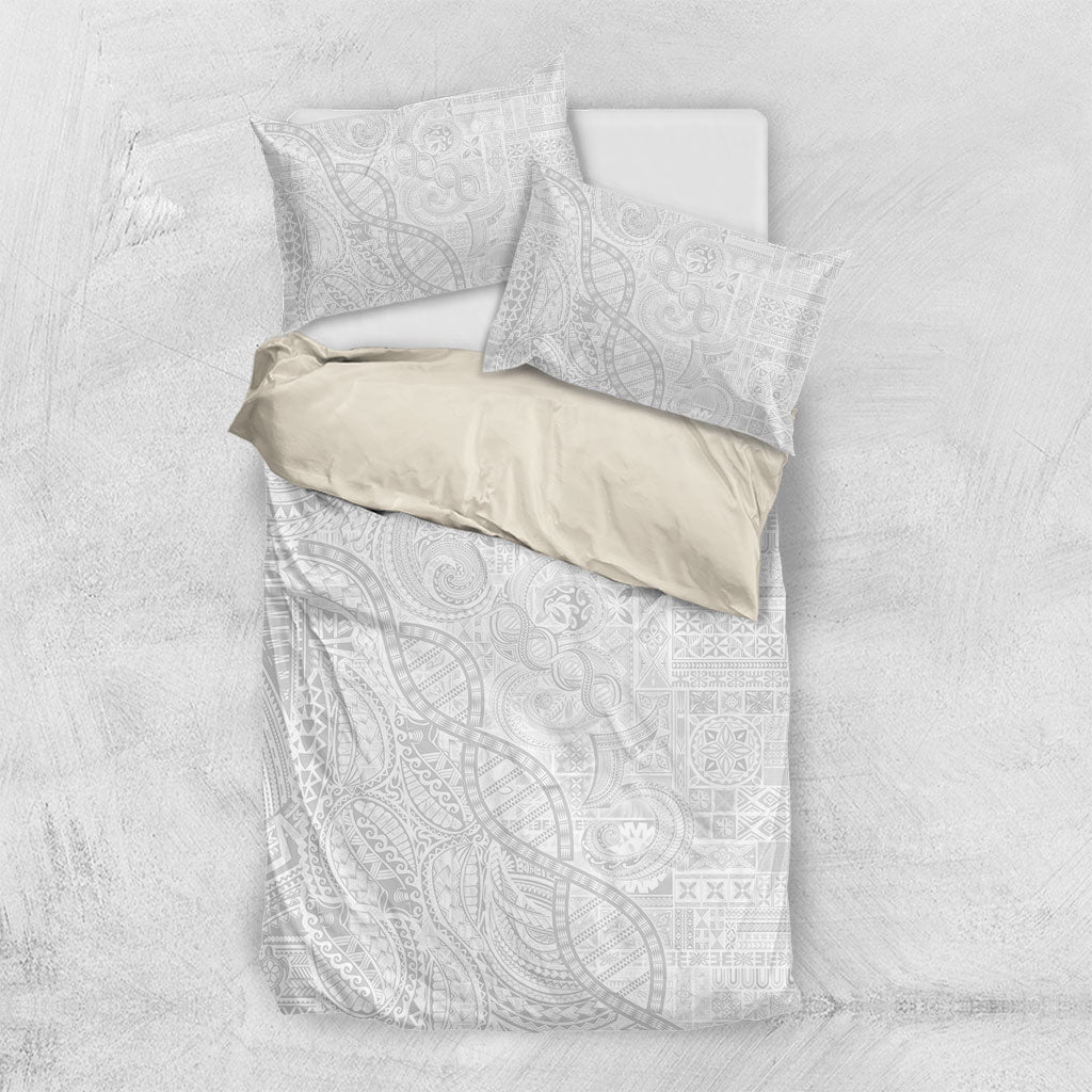 Samoan Traditional Tattoo 685 Bedding Set Tribal Tatau DNA All-White LT03 US Twin 172cm x 218cm White - Polynesian Pride