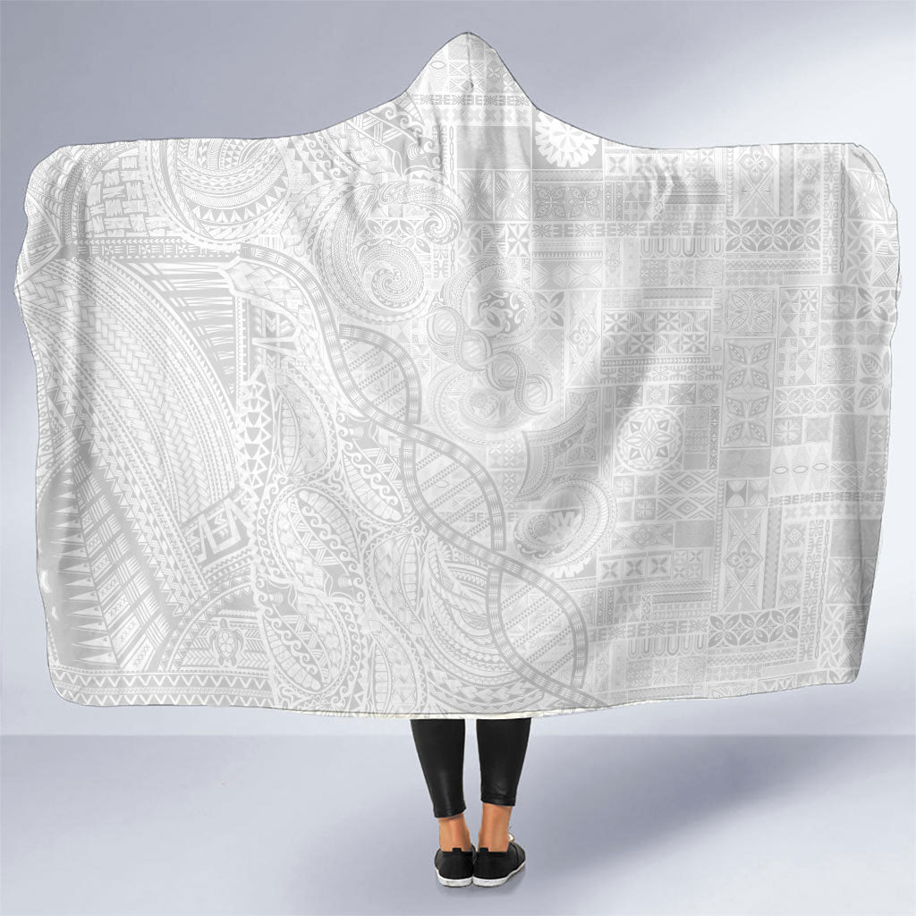 Samoan Traditional Tattoo 685 Hooded Blanket Tribal Tatau DNA All-White LT03 One Size White - Polynesian Pride