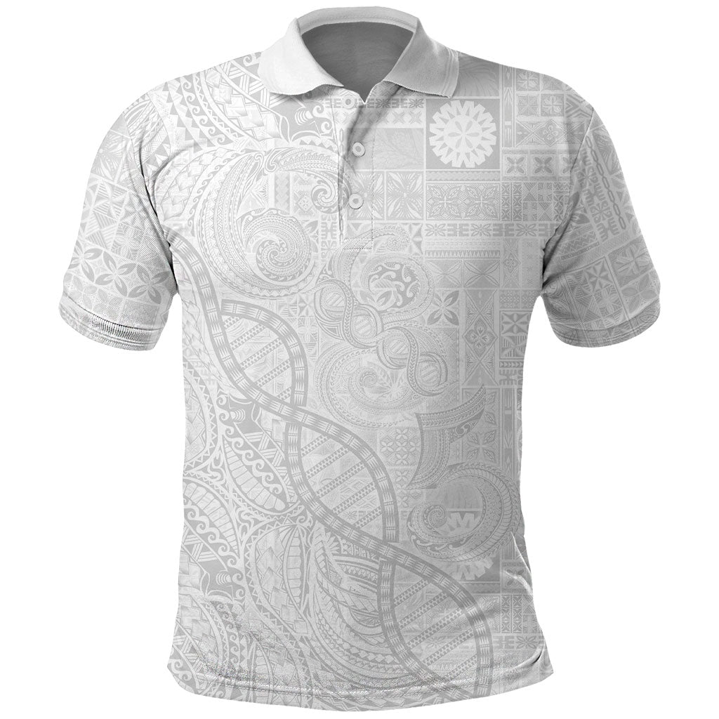 Samoan Traditional Tattoo 685 Polo Shirt Tribal Tatau DNA All-White LT03 White - Polynesian Pride