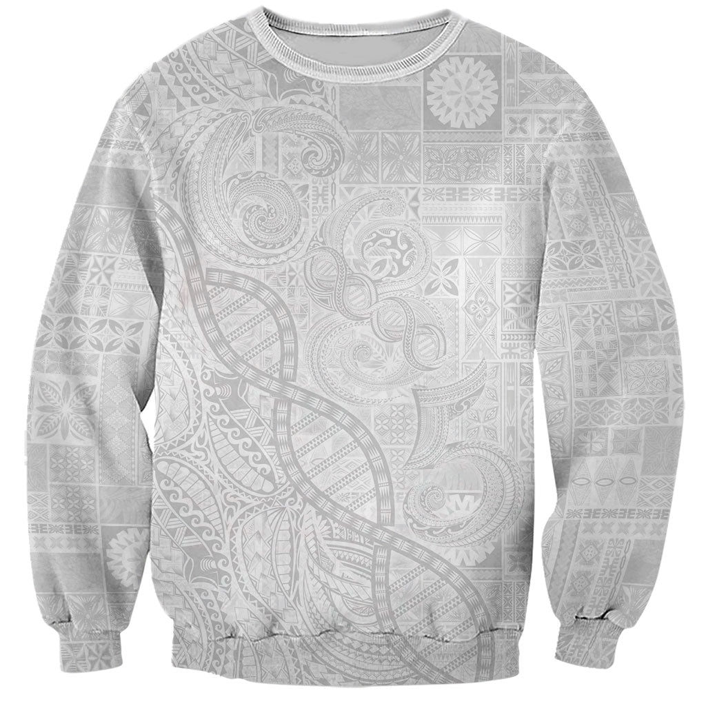 Samoan Traditional Tattoo 685 Sweatshirt Tribal Tatau DNA All-White
