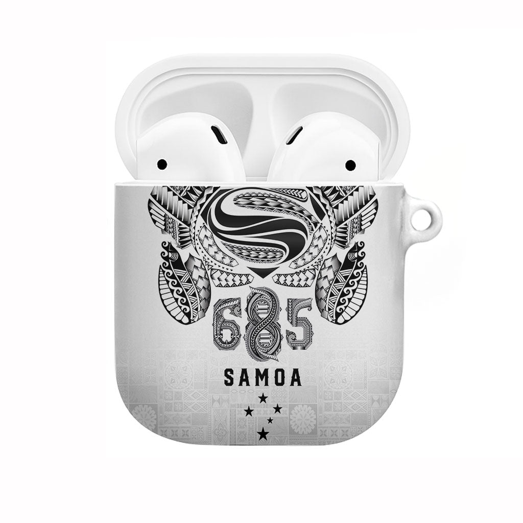 Super Samoa 685 Tribal Tattoo AirPods Case Siapo Pattern White Edition LT03 White - Polynesian Pride