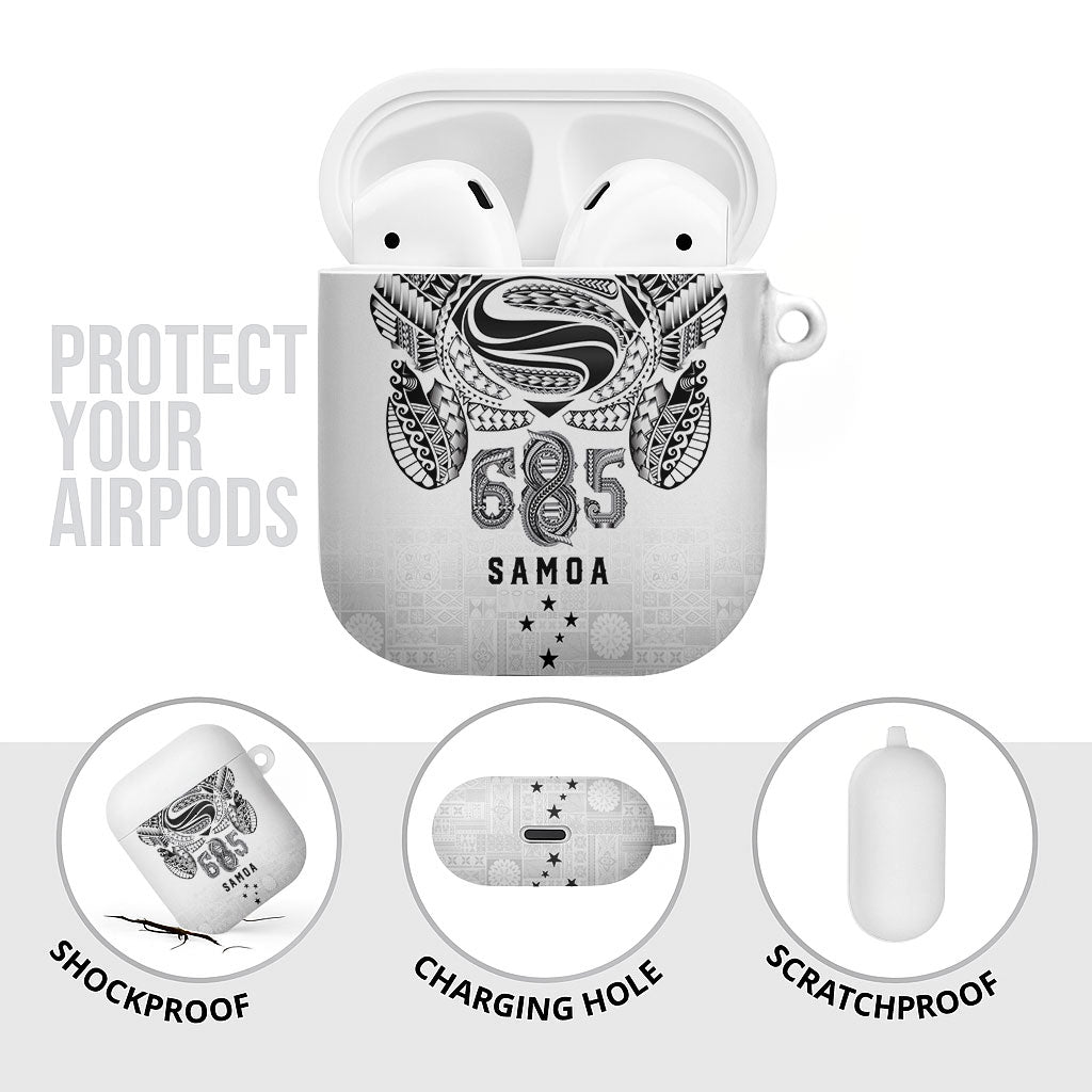 Super Samoa 685 Tribal Tattoo AirPods Case Siapo Pattern White Edition LT03 - Polynesian Pride