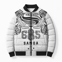 Super Samoa 685 Tribal Tattoo Bomber Puffer Jacket Siapo Pattern White Edition LT03 Unisex White - Polynesian Pride