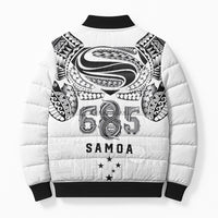 Super Samoa 685 Tribal Tattoo Bomber Puffer Jacket Siapo Pattern White Edition LT03 - Polynesian Pride