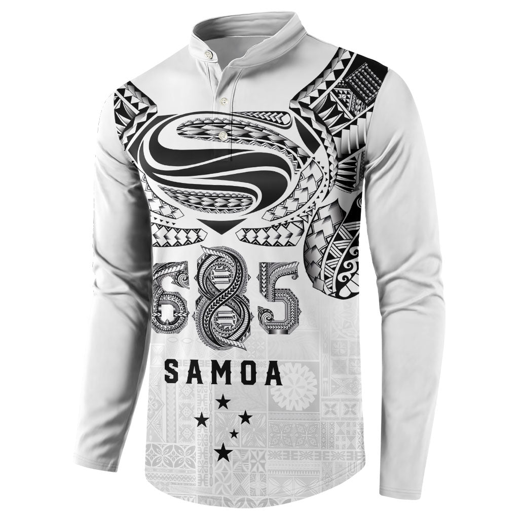 Super Samoa 685 Tribal Tattoo Button Sweatshirt Siapo Pattern White Edition LT03 - Polynesian Pride
