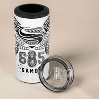 Super Samoa 685 Tribal Tattoo 4 in 1 Can Cooler Tumbler Siapo Pattern White Edition LT03 - Polynesian Pride
